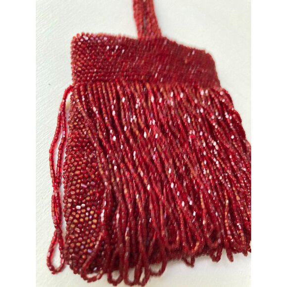 1920's Cranberry Red Czech Glass Wristlet Purse READ - Picture 7 of 10